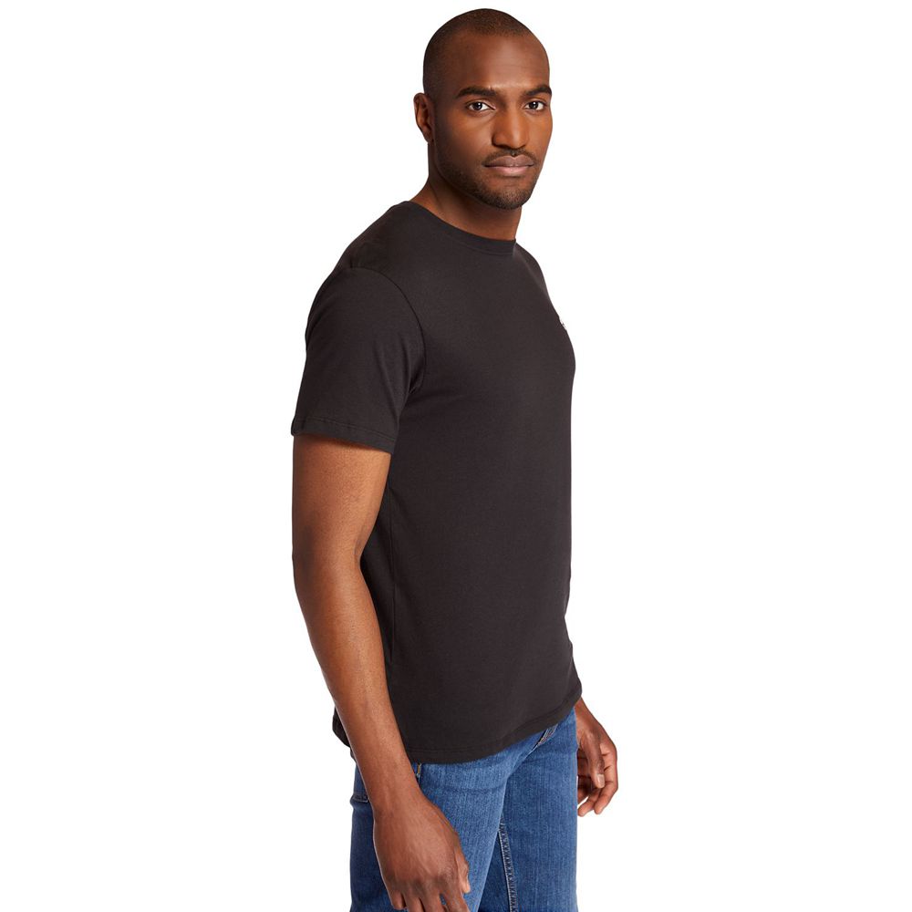 Camisetas Timberland Hombre Embroidered Logo Negras - Chile PHC-134567
